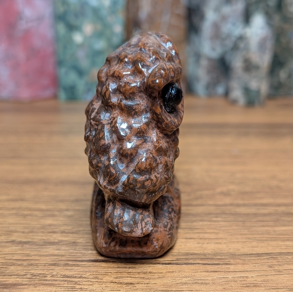 Calligraphy Jasper Owl Couple Crystal Carving - Picture 4 of 7